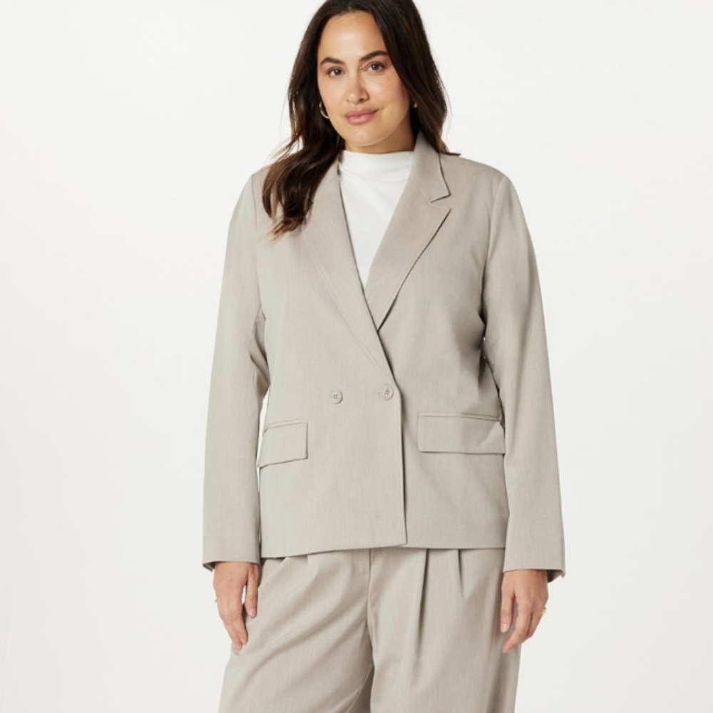 The Drop Heater Cream Liza Relaxed Single-Breasted Blazer Size Large NWT - Picture 5 of 10